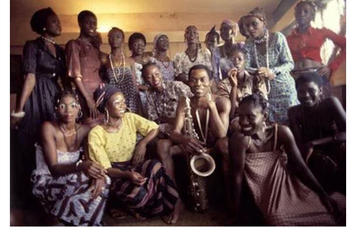 fela kuti and some of his wives - photo: unknown.