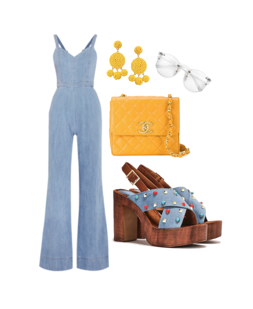 Jumpsuit: Alice &amp; Olivia, Shoes: NastyGal, Bag: Chanel, Earrings: Humble Chic, Sunnies: Sunglass Spot