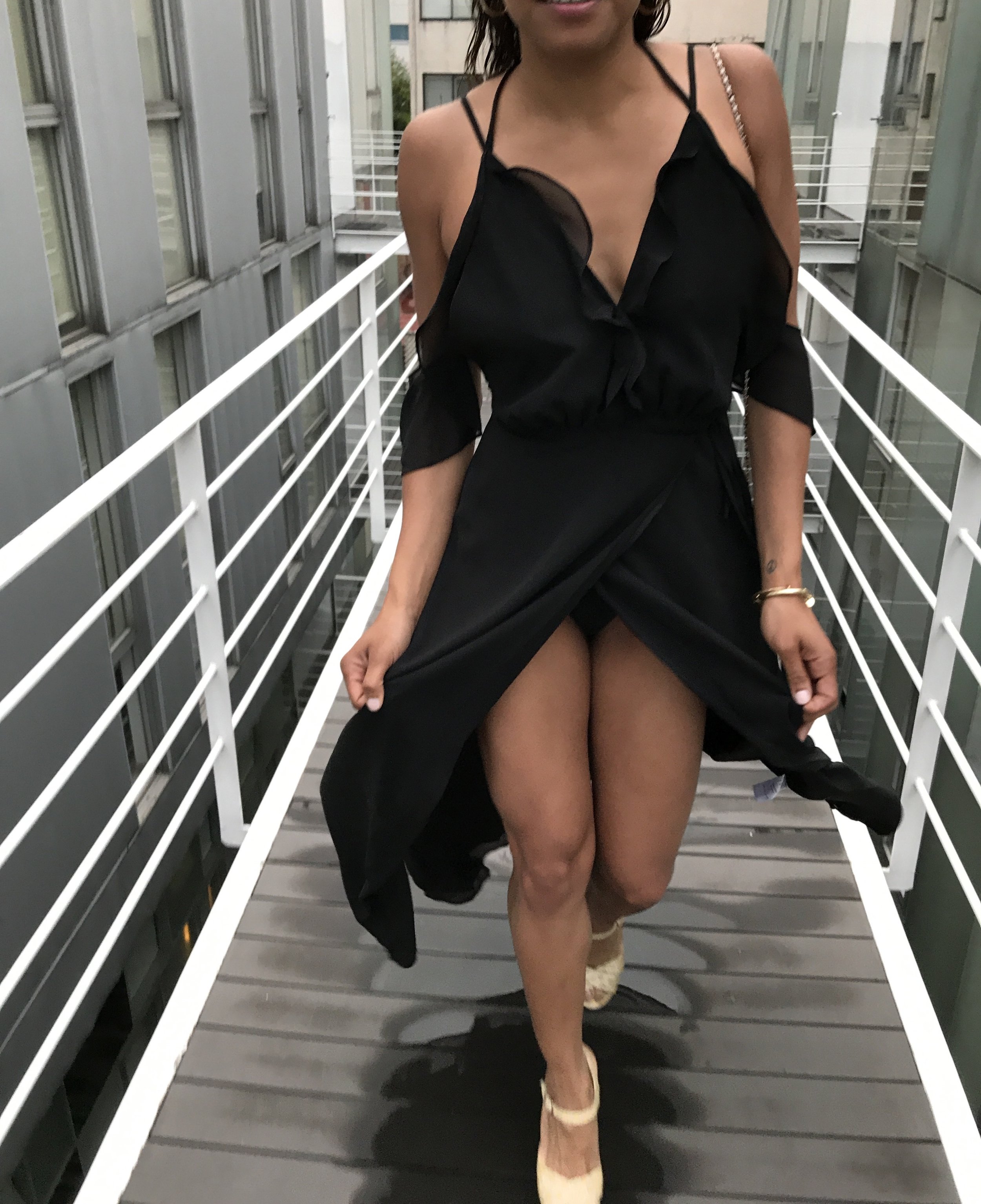 Dress: Tobi, Shoes: RED Valentino