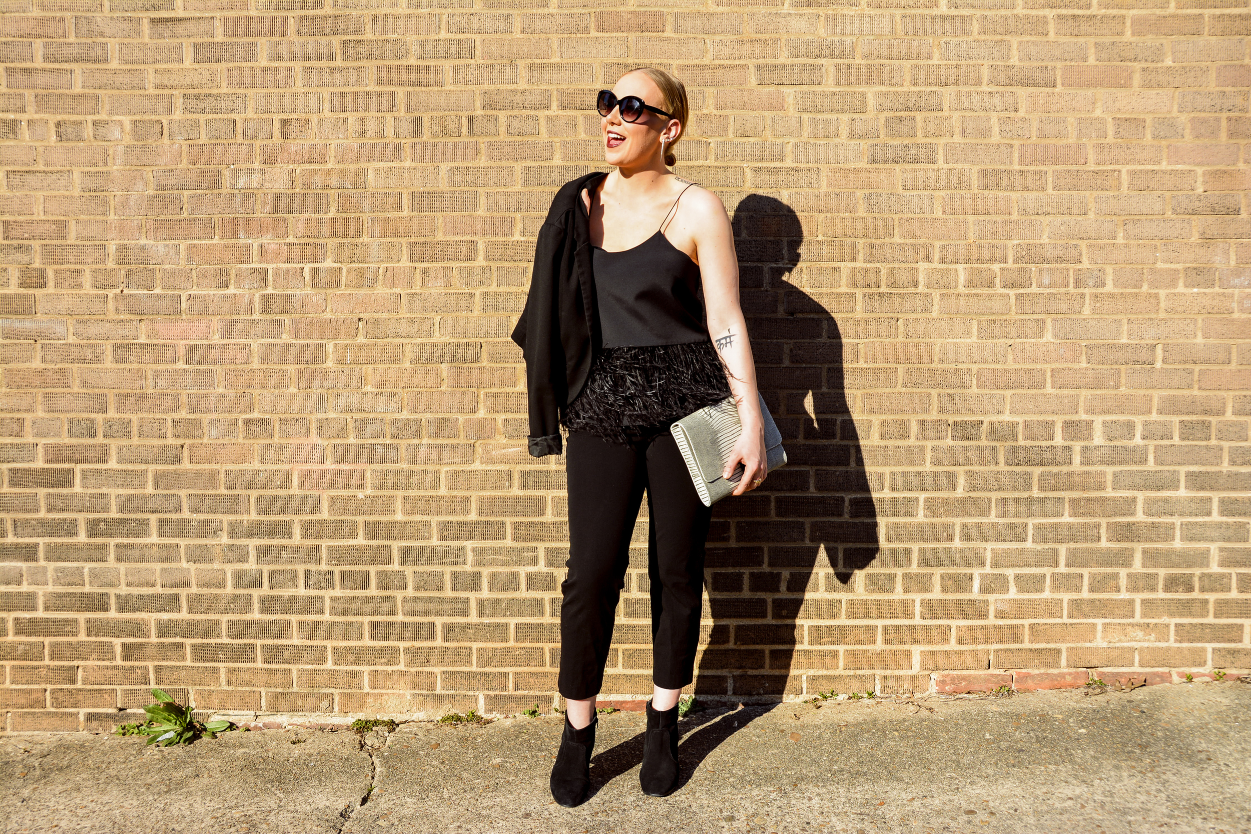 Blazer by Talbots, Top by Tibi, Chinos and Booties by H&amp;M, Handbag by Opening Ceremony