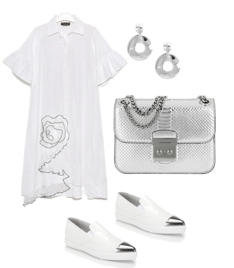 Dress: Water Ever Sunday, Bag: Michael Kors, Earrings: Ippolita, Shoes: Miu Miu