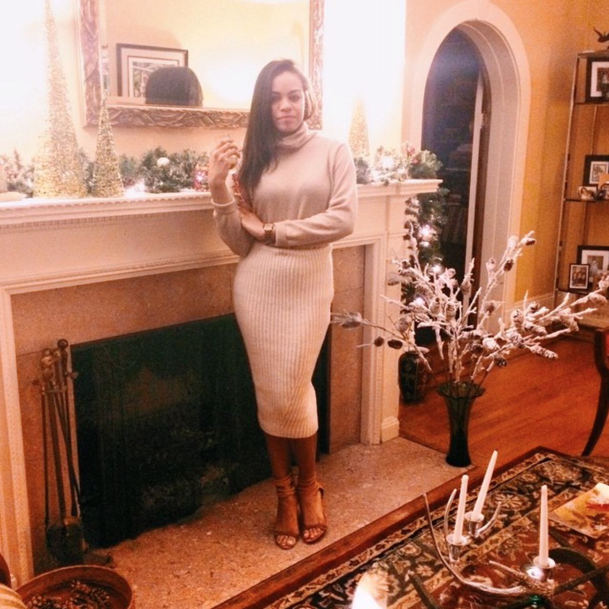 wearing: H&amp;M knit skirt, vintage cashmere top, Rebecca Minkoff,&nbsp;