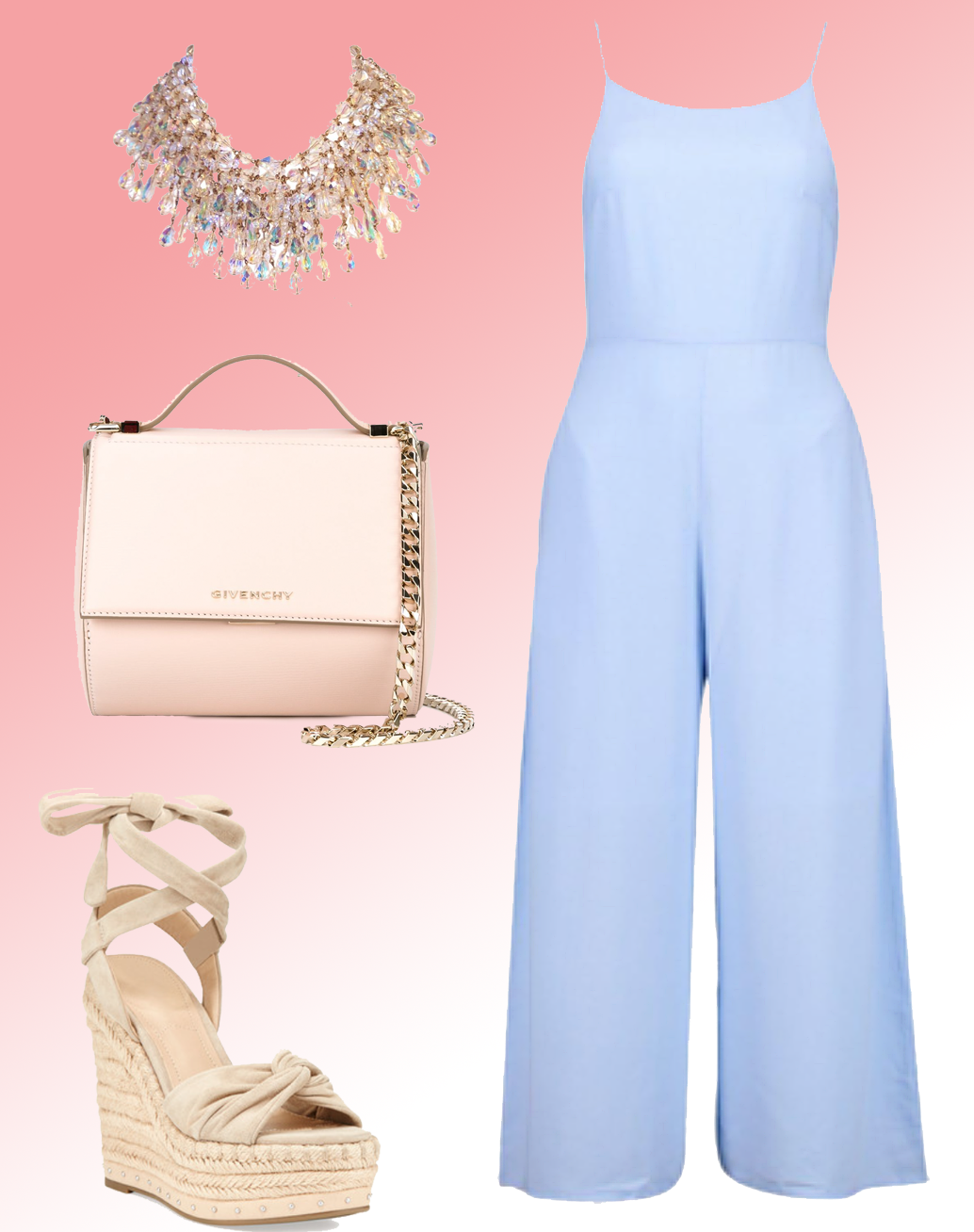 Jumpsuit: BOOHOO, Shoes: Kendall &amp; Kylie, Bag: Givenchy, Necklace: 1st Dibs