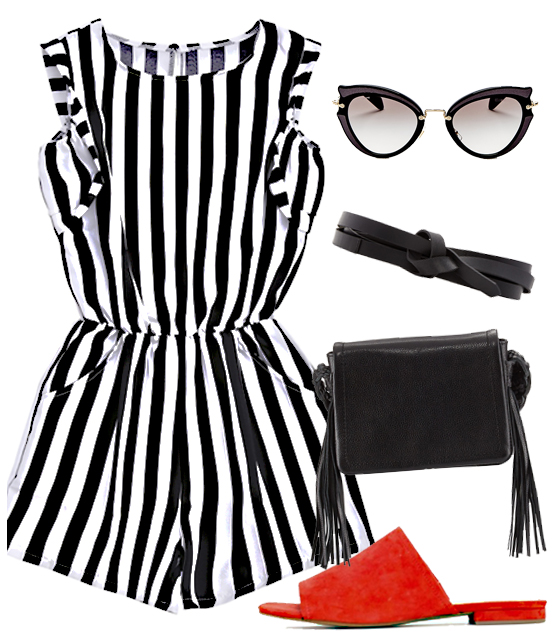 Romper: Zaful, Sunnies: Miu Miu, Belt: Isabel Marant, Bag: Rebecca Minkoff, Slides: Joe's Jeans.