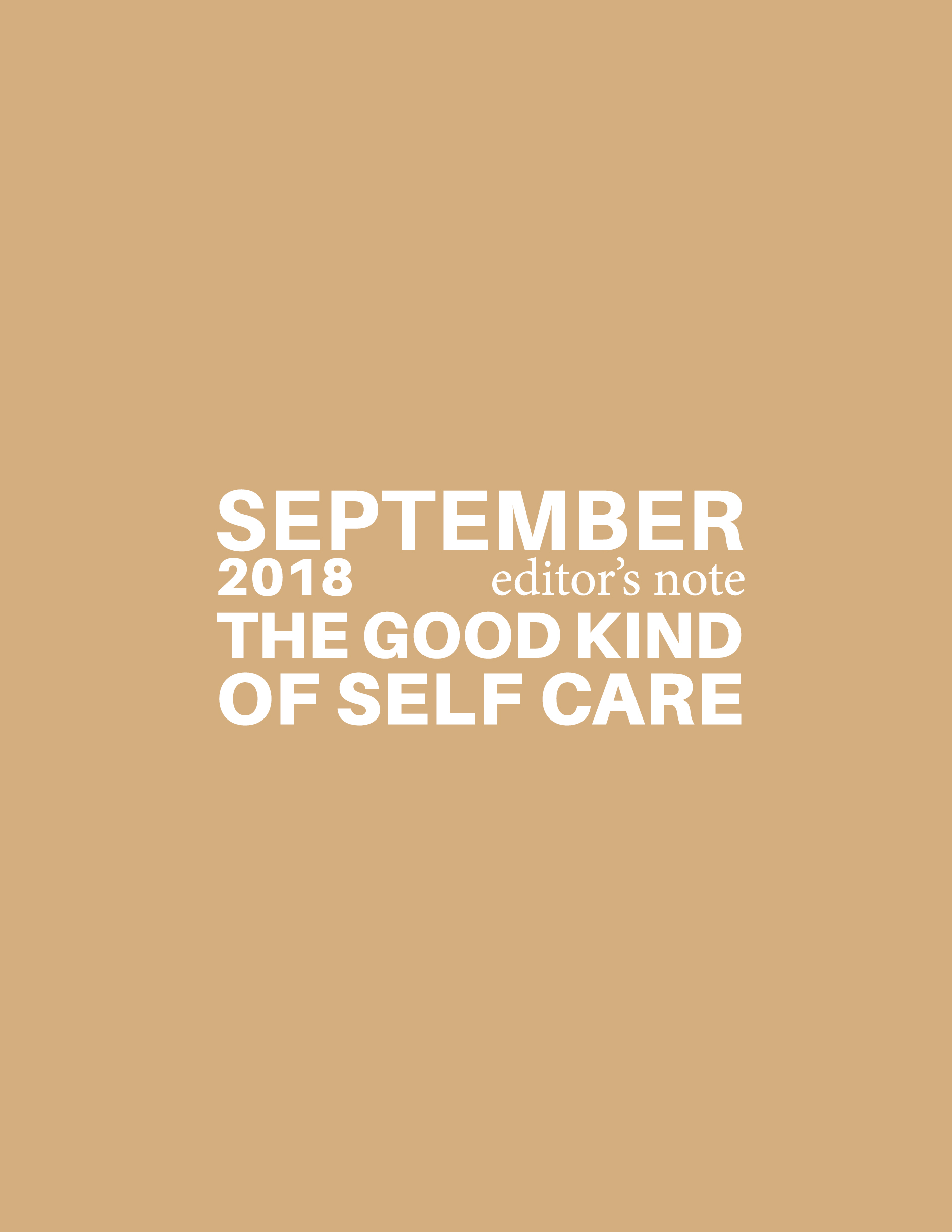 September: The Good Kind of Self Care