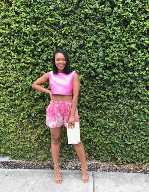 It's Miami, you gotta go all out with colors and prints! I LOVE this pink outfit so much!&nbsp;I've had these Rachel Roy shorts since 2010!!&nbsp;