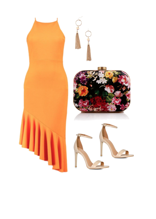 Dress: BooHoo. Earrings: Forever21, Clutch: InDot, Shoes: BooHoo,&nbsp;