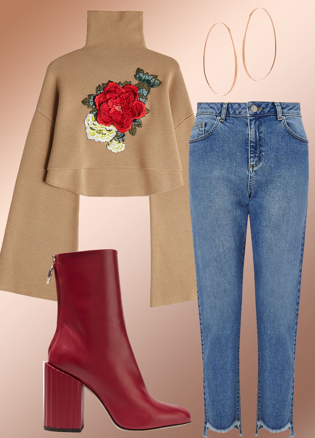 Top: William Fan, Jeans: Ms. Selfridge, Boots: Petar Petrov, Hoops:&nbsp;Lana